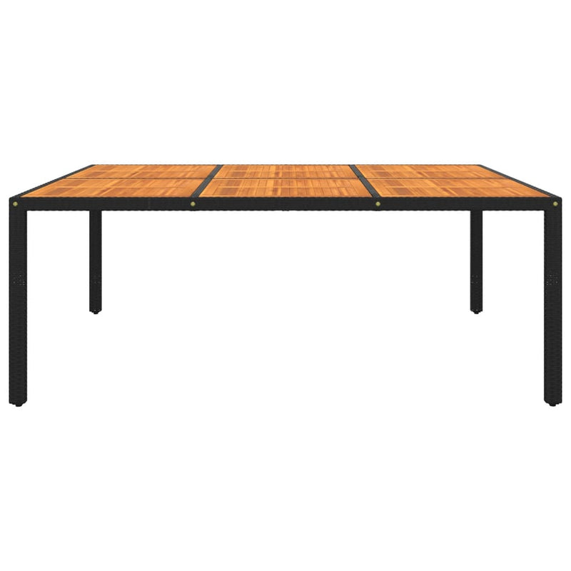 vidaXL Garden Table 200x150x75 cm Acacia Wood and Poly Rattan Black