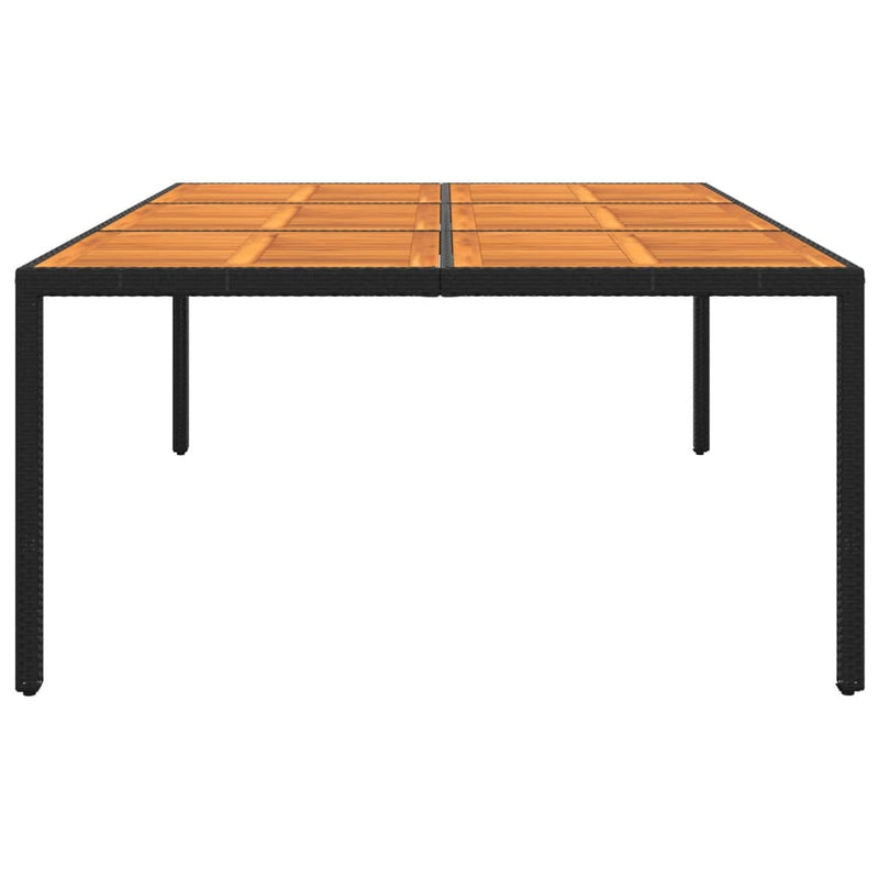 vidaXL Garden Table 200x150x75 cm Acacia Wood and Poly Rattan Black