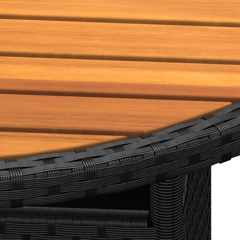 vidaXL Garden Table Ø80x75 cm Acacia Wood and Poly Rattan Black