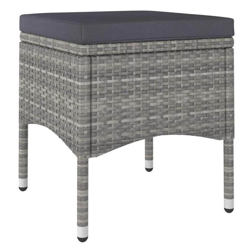 vidaXL 4 Piece Garden Chair and Stool Set Poly Rattan Grey