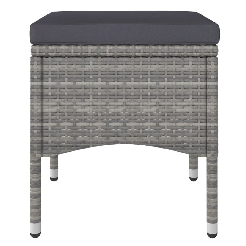 vidaXL 4 Piece Garden Chair and Stool Set Poly Rattan Grey