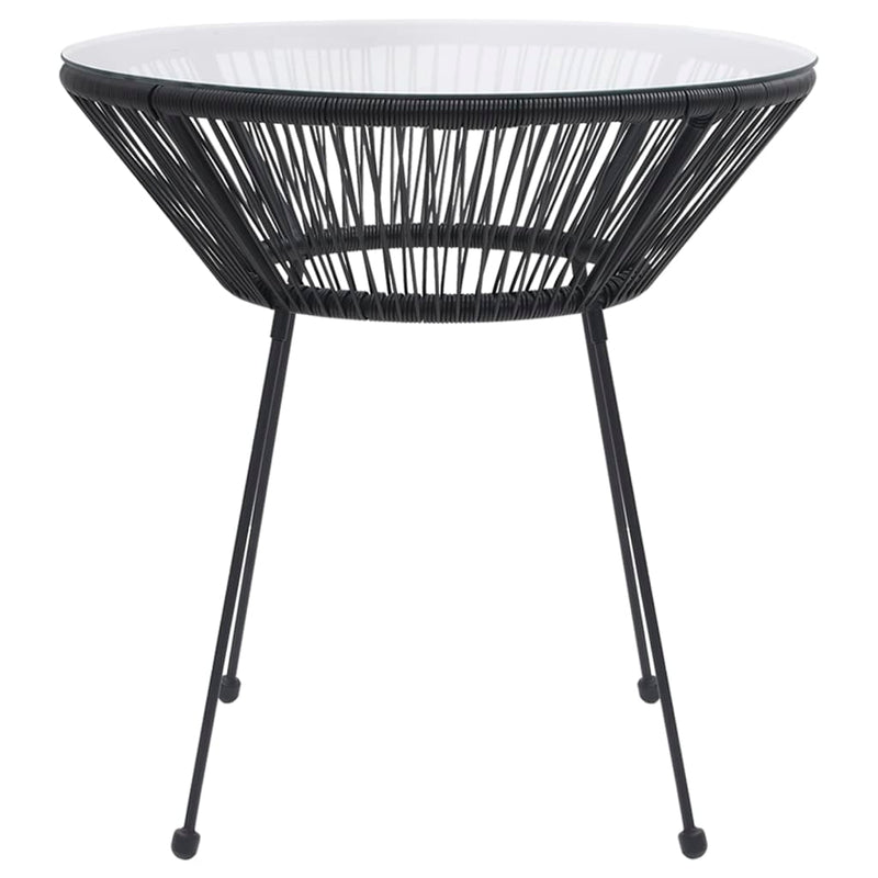 vidaXL Garden Dining Table Black Ø70x74 cm Rattan and Glass