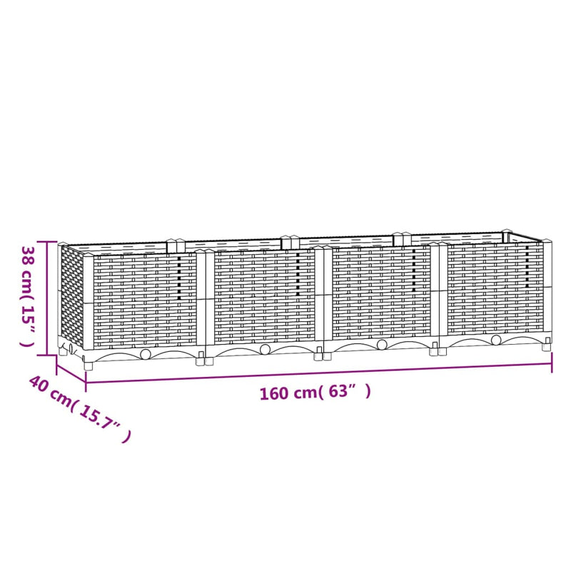 vidaXL Raised Bed 160x40x38 cm Polypropylene