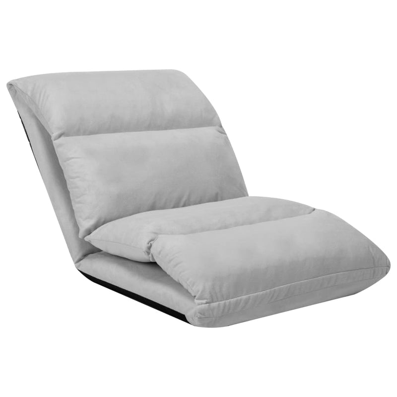 vidaXL Folding Floor Chair Light Grey Microfibre