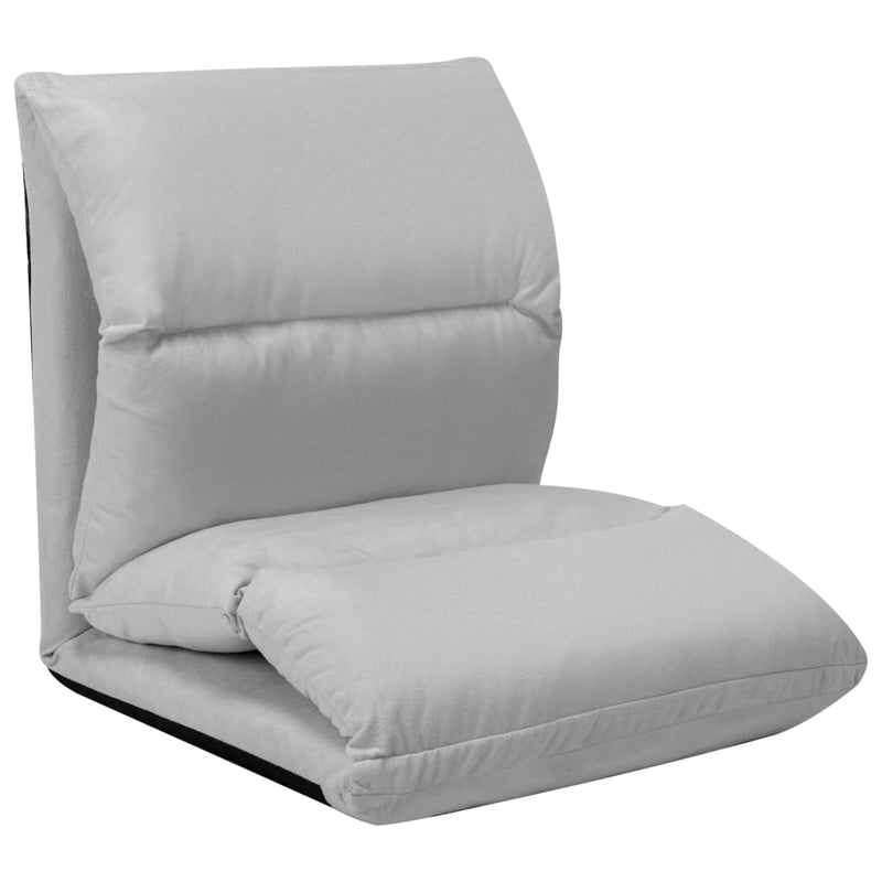 vidaXL Folding Floor Chair Light Grey Microfibre