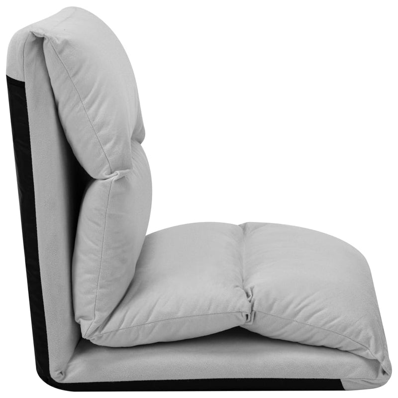 vidaXL Folding Floor Chair Light Grey Microfibre
