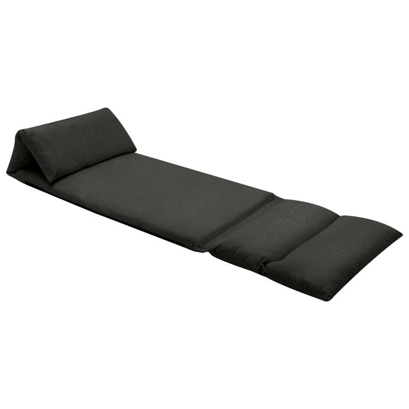 vidaXL Folding Floor Chair Black Microfibre