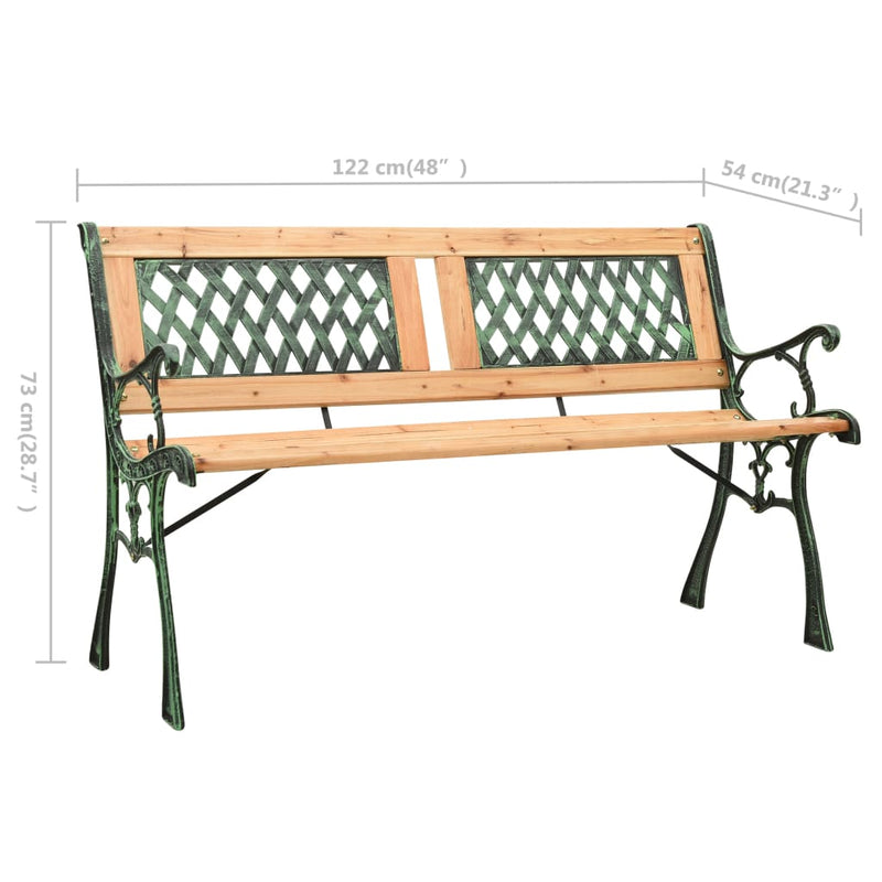 vidaXL Garden Bench 122 cm Cast Iron and Solid Firwood