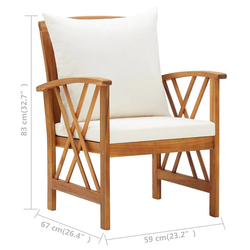 vidaXL Garden Chairs with Cushions 2 pcs Solid Acacia Wood