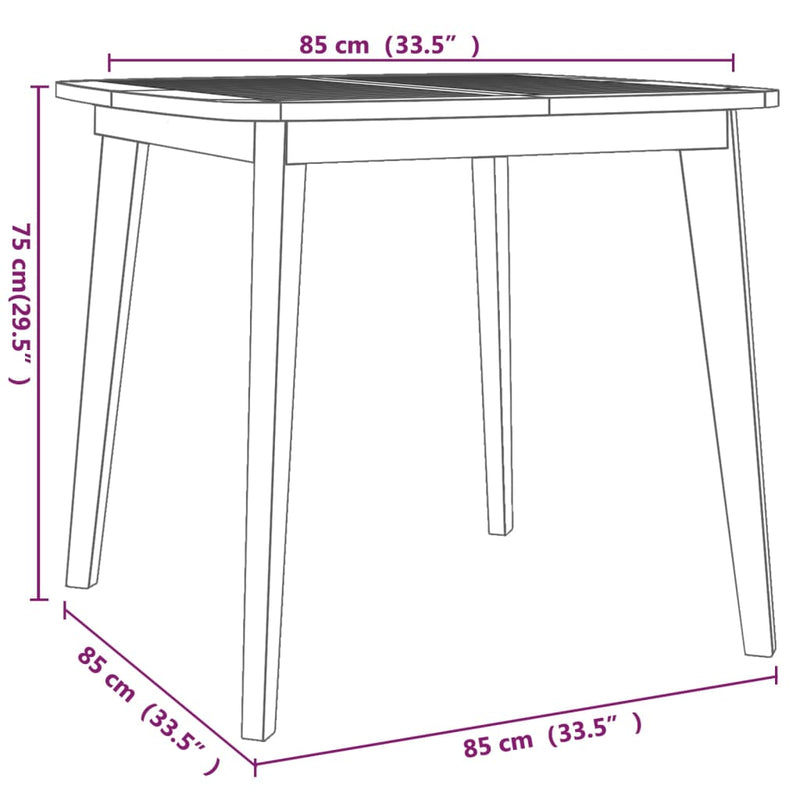 vidaXL Garden Table 85x85x75 cm Solid Wood Acacia