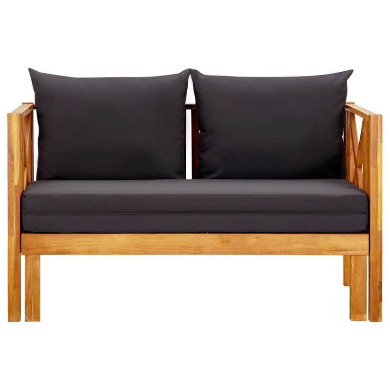 vidaXL 2-Seater Garden Bench with Cushions 122 cm Solid Acacia Wood
