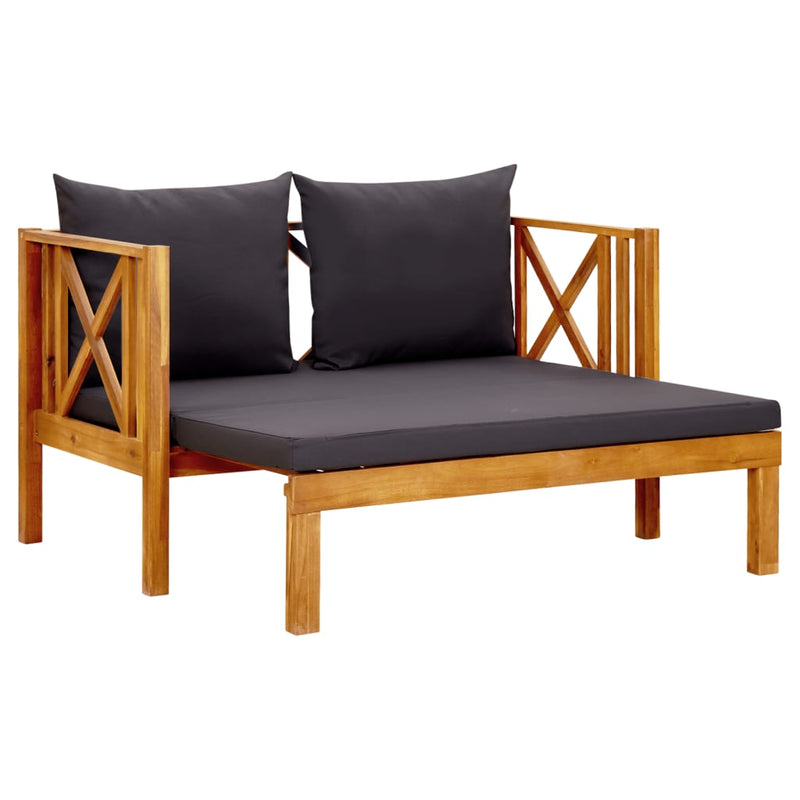 vidaXL 2-Seater Garden Bench with Cushions 122 cm Solid Acacia Wood