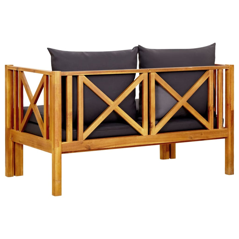vidaXL 2-Seater Garden Bench with Cushions 122 cm Solid Acacia Wood