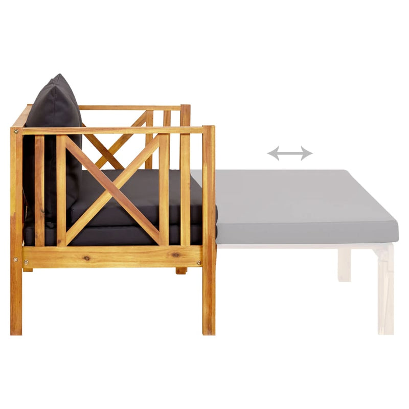 vidaXL 2-Seater Garden Bench with Cushions 122 cm Solid Acacia Wood