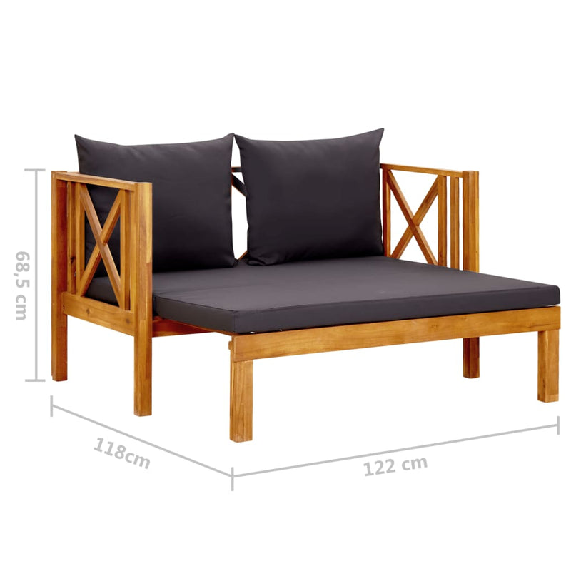 vidaXL 2-Seater Garden Bench with Cushions 122 cm Solid Acacia Wood
