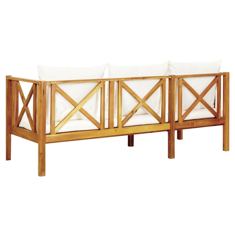 vidaXL 3-Seater Garden Bench with Cushions 179 cm Solid Acacia Wood