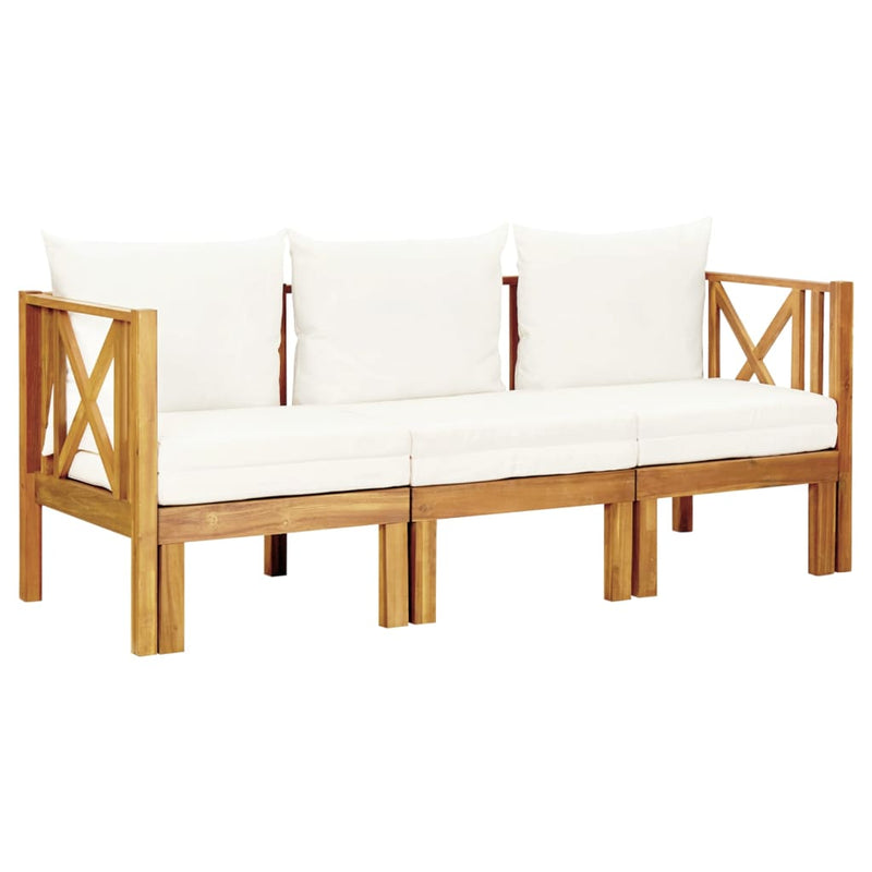 vidaXL 3-Seater Garden Bench with Cushions 179 cm Solid Acacia Wood