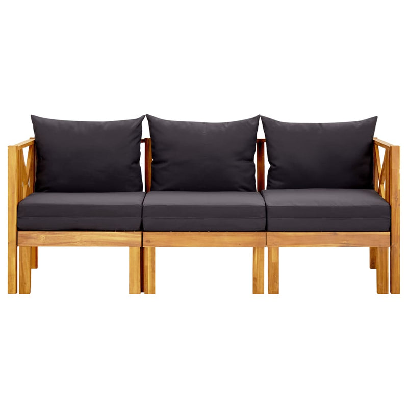 vidaXL 3-Seater Garden Bench with Cushions 179 cm Solid Acacia Wood