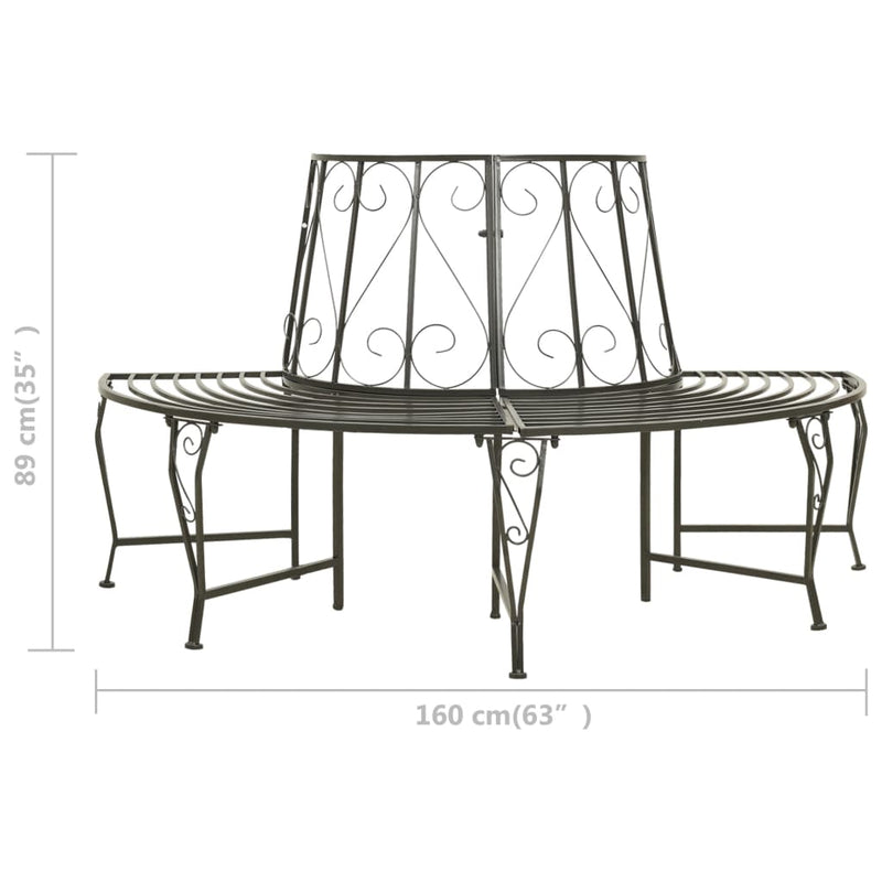 vidaXL Garden Half Round Tree Bench 160 cm Steel