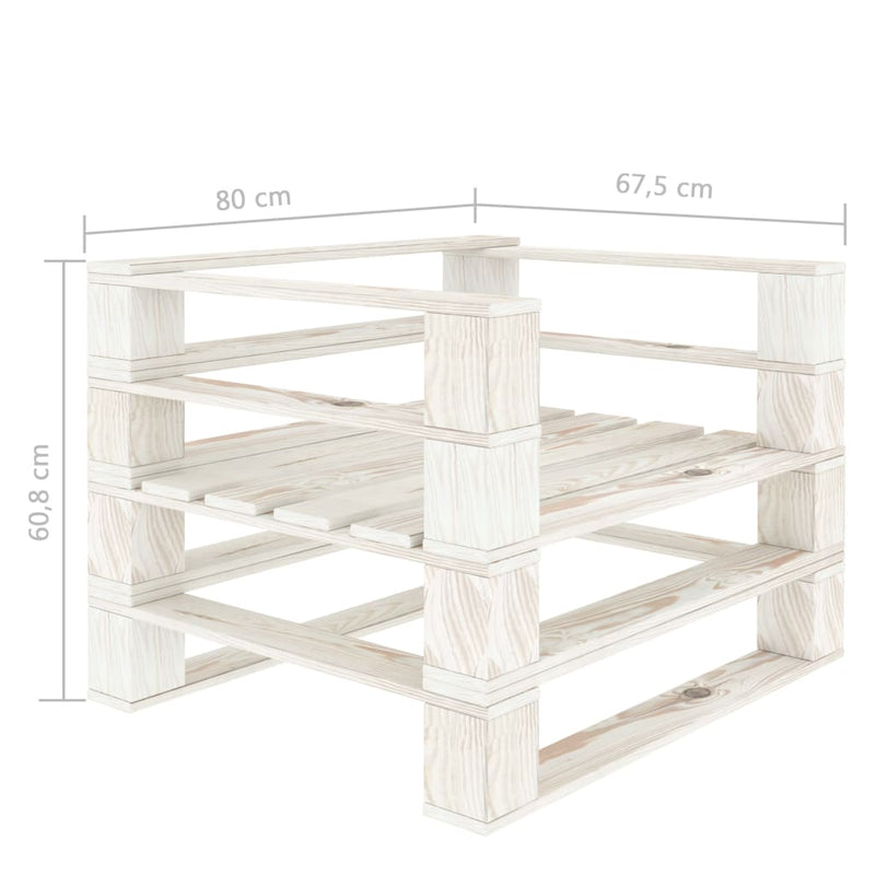 vidaXL Garden Pallet Armchair Wood White