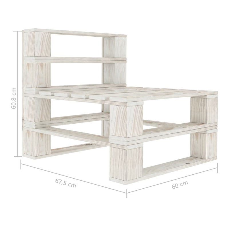 vidaXL Garden Pallet Middle Sofa Wood White