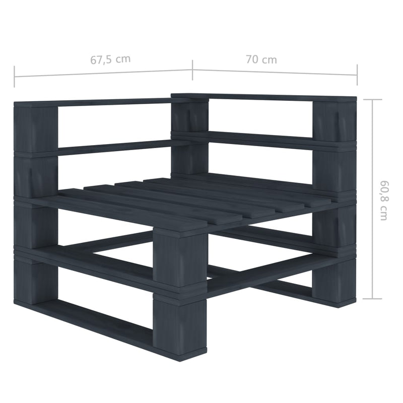 vidaXL Garden Pallet Corner Sofa Wood Grey