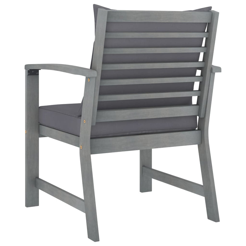 vidaXL Garden Chairs 2 pcs with Dark Grey Cushions Solid Acacia Wood