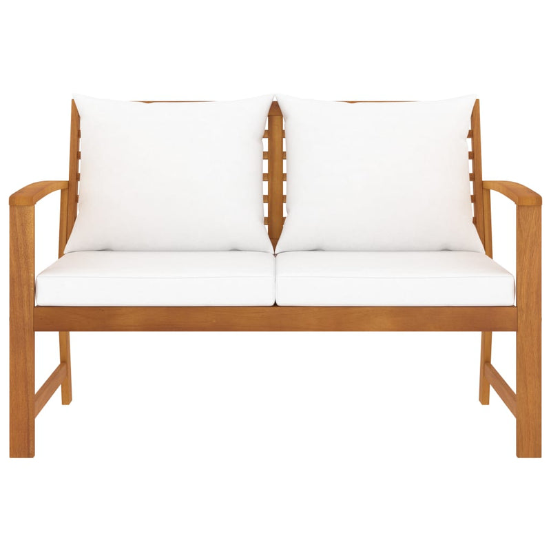 vidaXL Garden Bench 120 cm with Cream Cushion Solid Acacia Wood