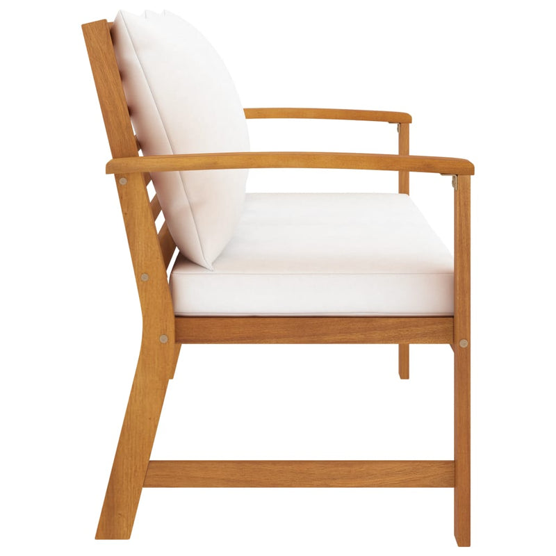 vidaXL Garden Bench 120 cm with Cream Cushion Solid Acacia Wood