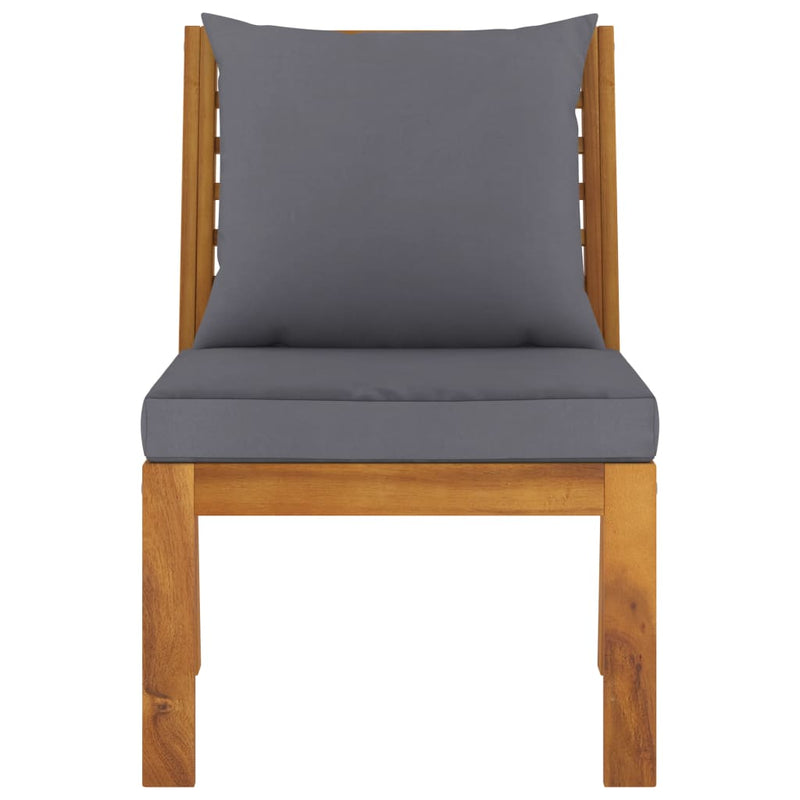 vidaXL Sectional Middle Sofa with Dark Grey Cushion Solid Acacia Wood