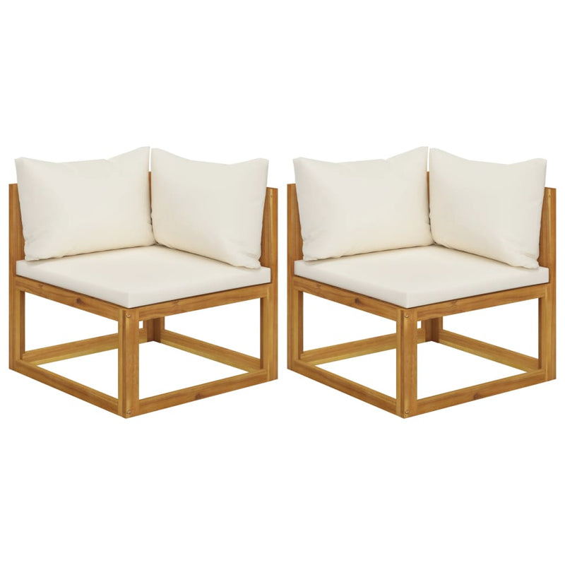 vidaXL Sectional Corner Sofas 2 pcs with Cushions Cream White