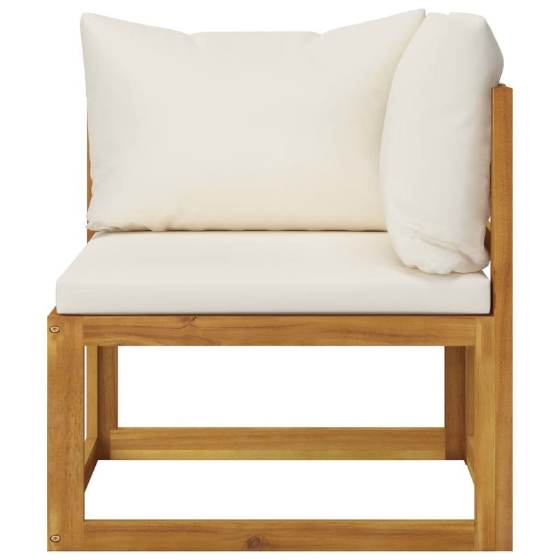 vidaXL 2 Piece Sofa Set with Cream White Cushions Solid Acacia Wood