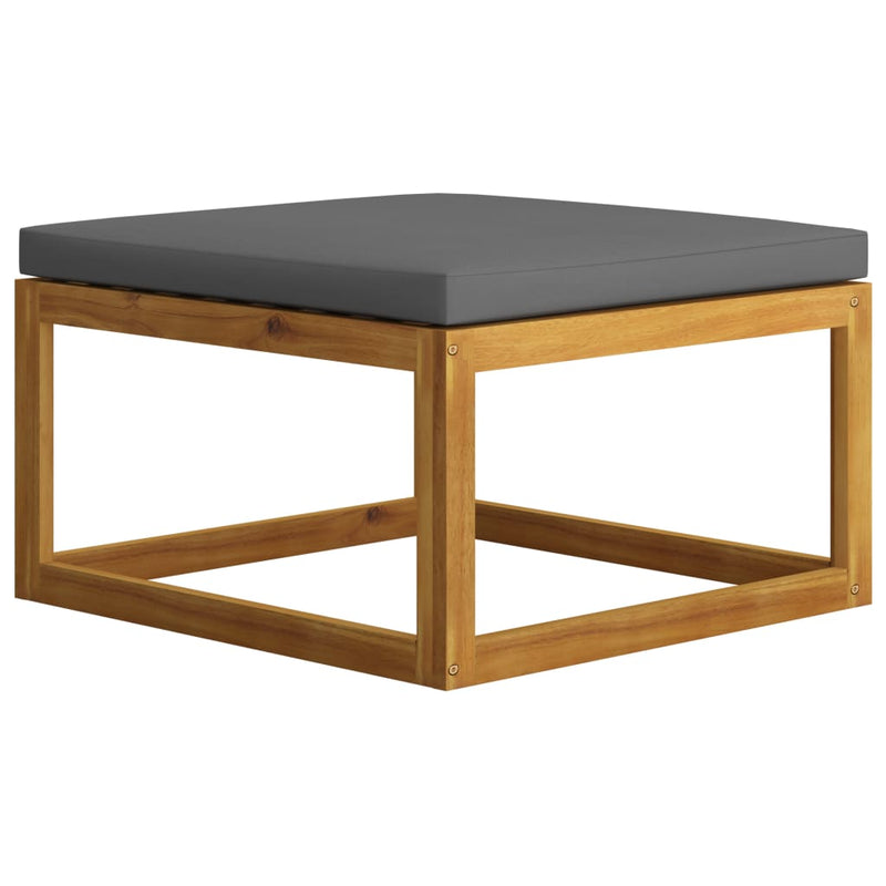 vidaXL Footrest with Dark Grey Cushion Solid Acacia Wood
