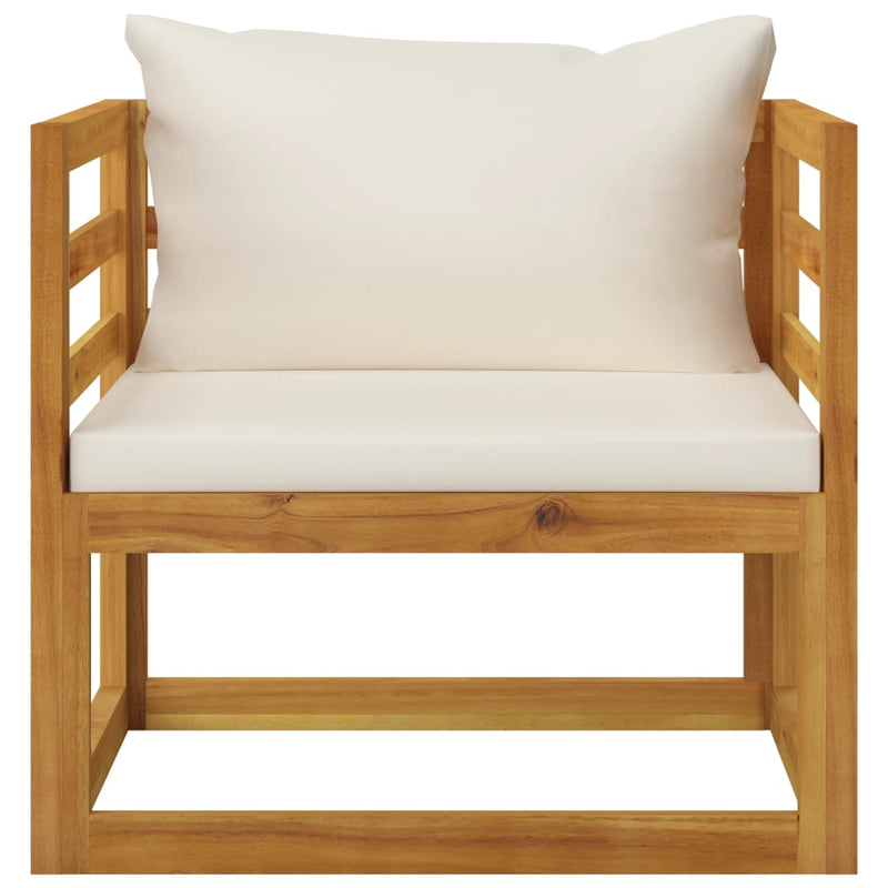vidaXL Garden Chair with Cream Cushions Solid Acacia Wood