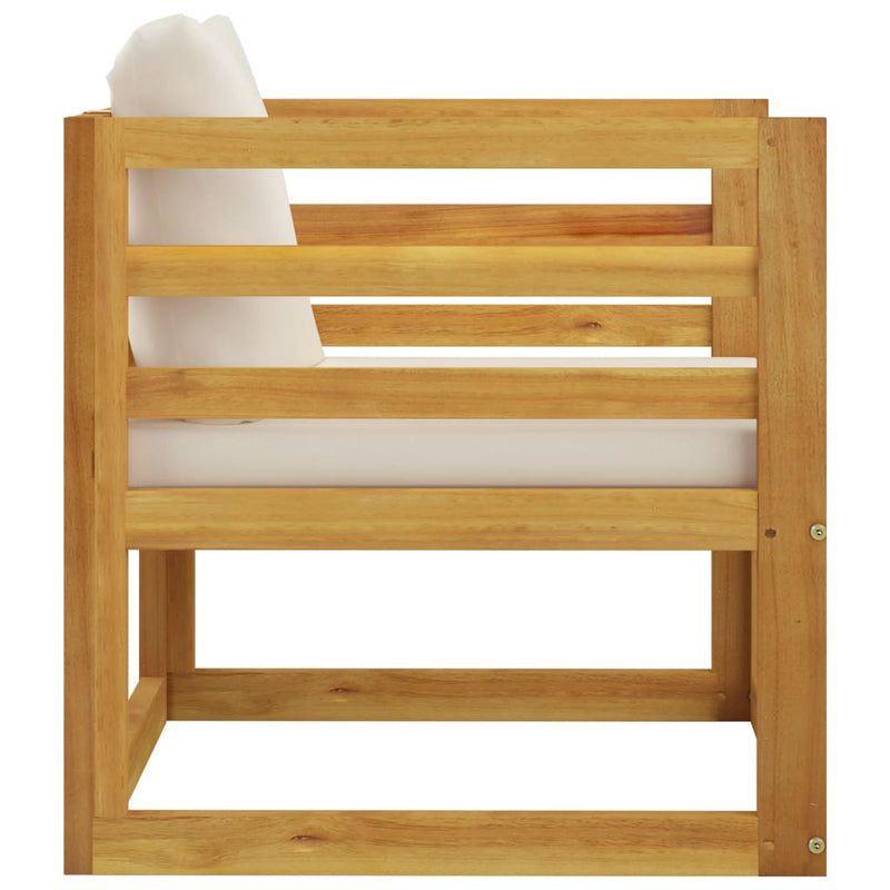 vidaXL Garden Chair with Cream Cushions Solid Acacia Wood