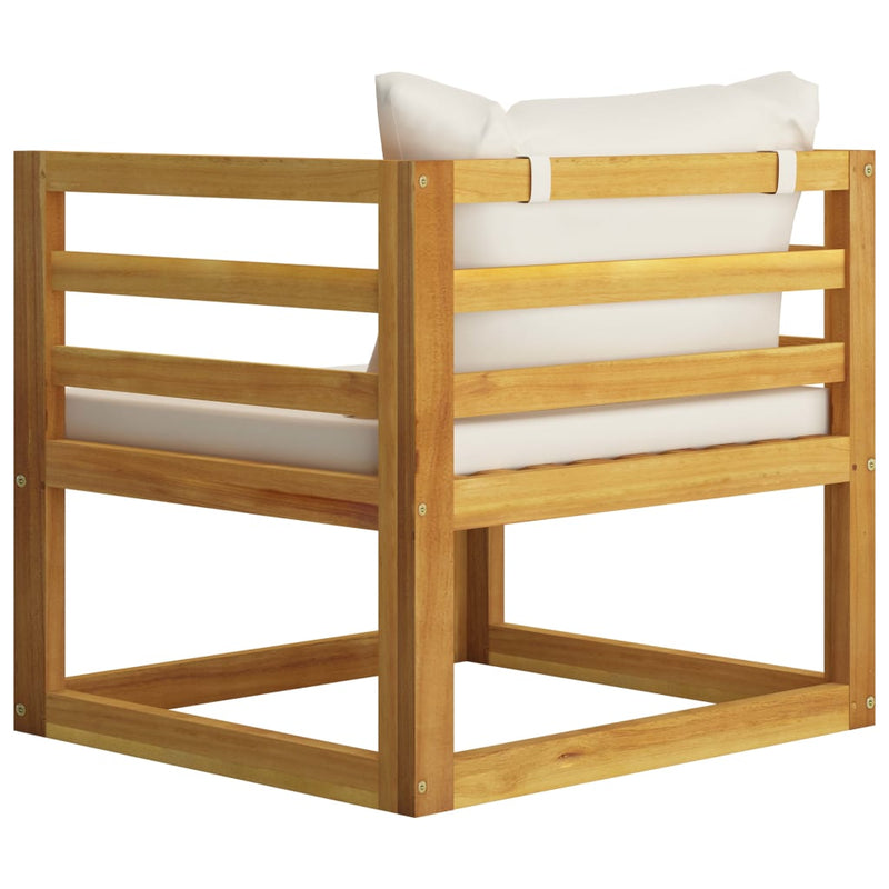 vidaXL Garden Chair with Cream Cushions Solid Acacia Wood