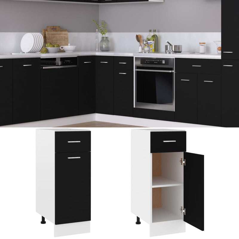 vidaXL Drawer Bottom Cabinet Lyon Black 30x46x81.5 cm Engineered Wood