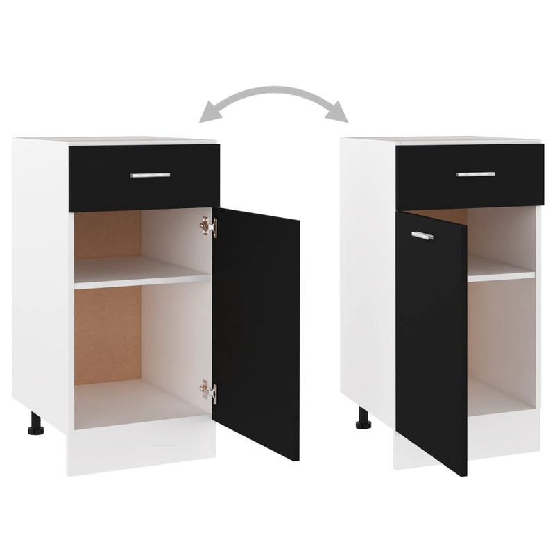 vidaXL Drawer Bottom Cabinet Lyon Black 40x46x81.5 cm Engineered Wood