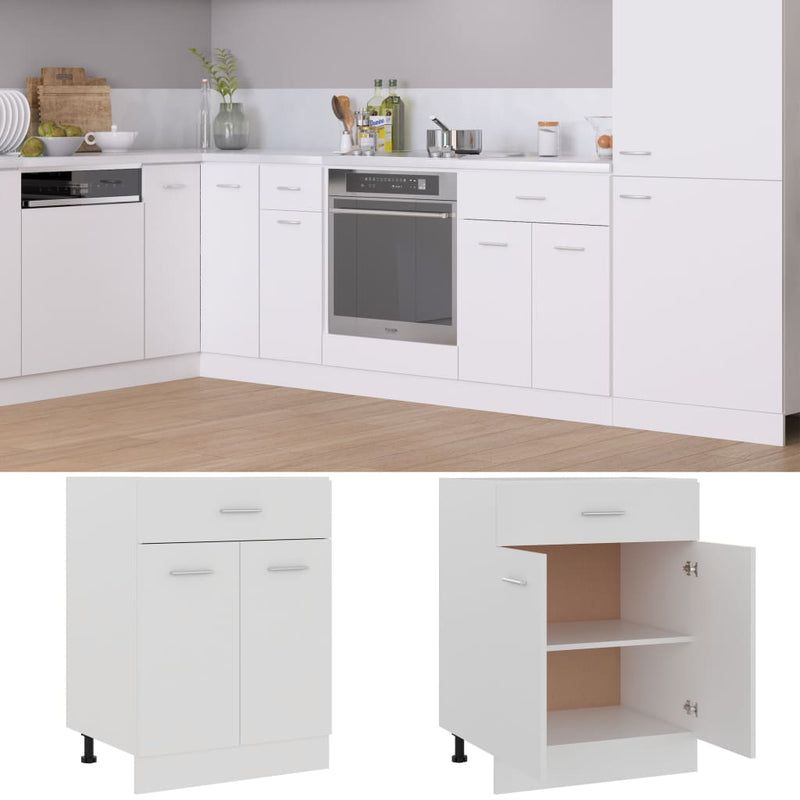 vidaXL Drawer Bottom Cabinet Lyon White 60x46x81.5 cm Engineered Wood