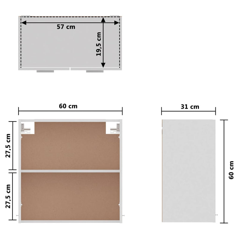 vidaXL Hanging Cabinet Lyon White 60x31x60 cm Engineered Wood