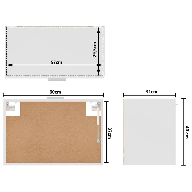 vidaXL Hanging Cabinet Lyon White 60x31x40 cm Engineered Wood