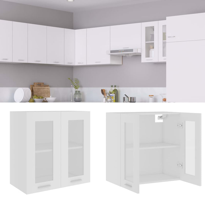 vidaXL Hanging Glass Cabinet Lyon White 60x31x60 cm Engineered Wood