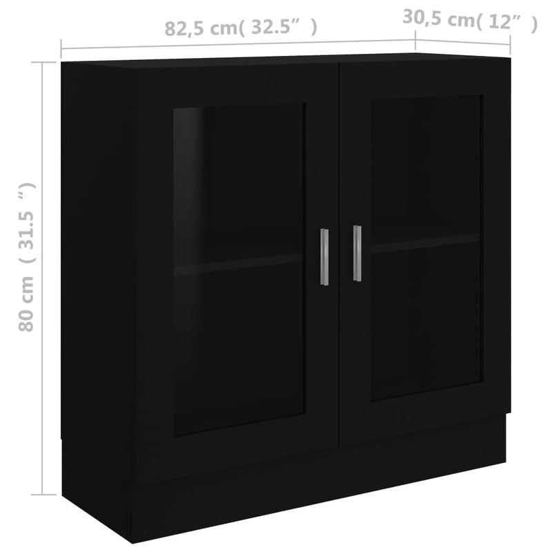 vidaXL Vitrine Cabinet Black 82.5x30.5x80 cm Engineered Wood