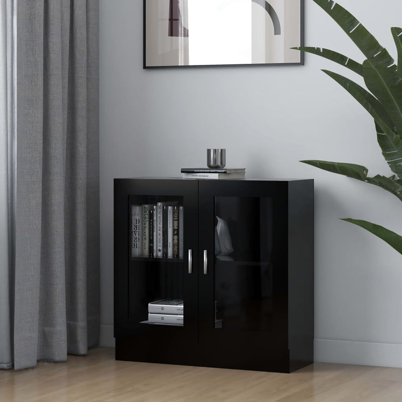 vidaXL Vitrine Cabinet Black 82.5x30.5x80 cm Engineered Wood