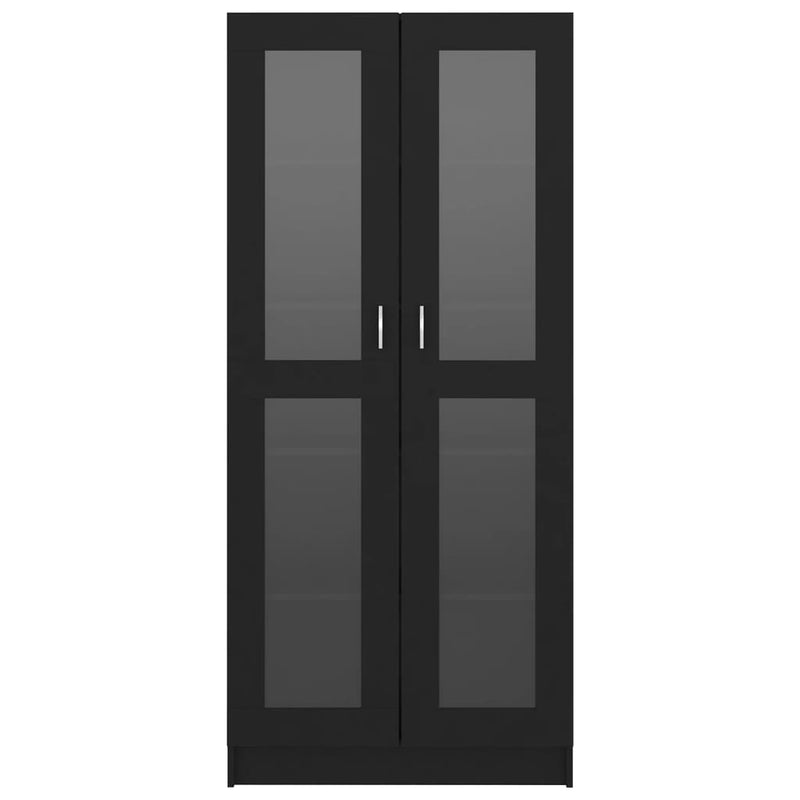 vidaXL Vitrine Cabinet Black 82.5x30.5x185.5 cm Engineered Wood