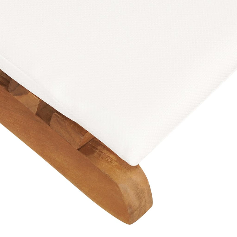vidaXL Folding Sun Lounger with Cream White Cushion Solid Teak Wood