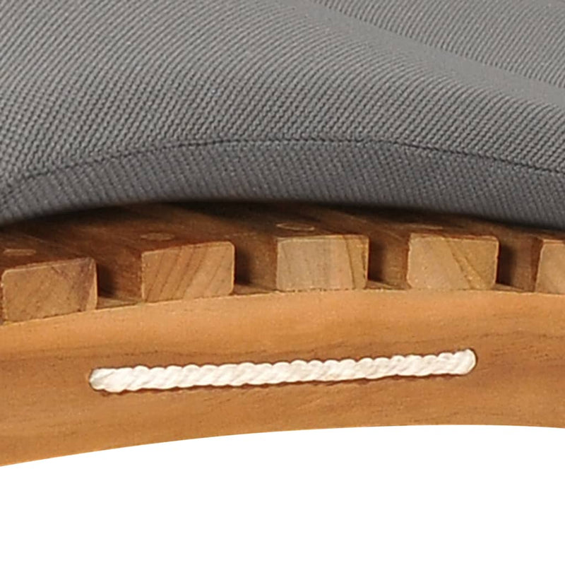 vidaXL Folding Sun Lounger with Dark Grey Cushion Solid Teak Wood