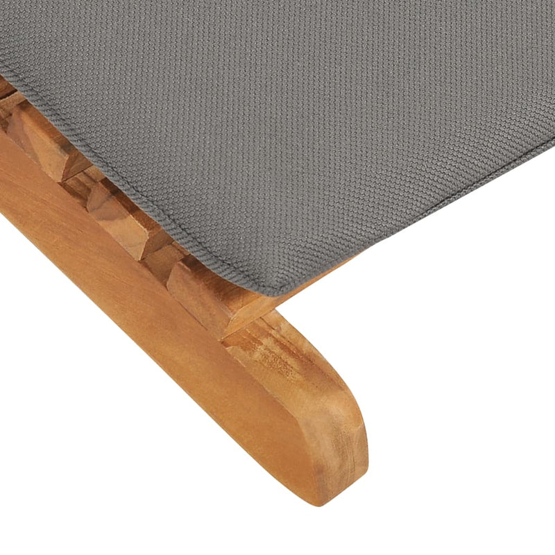 vidaXL Folding Sun Lounger with Dark Grey Cushion Solid Teak Wood