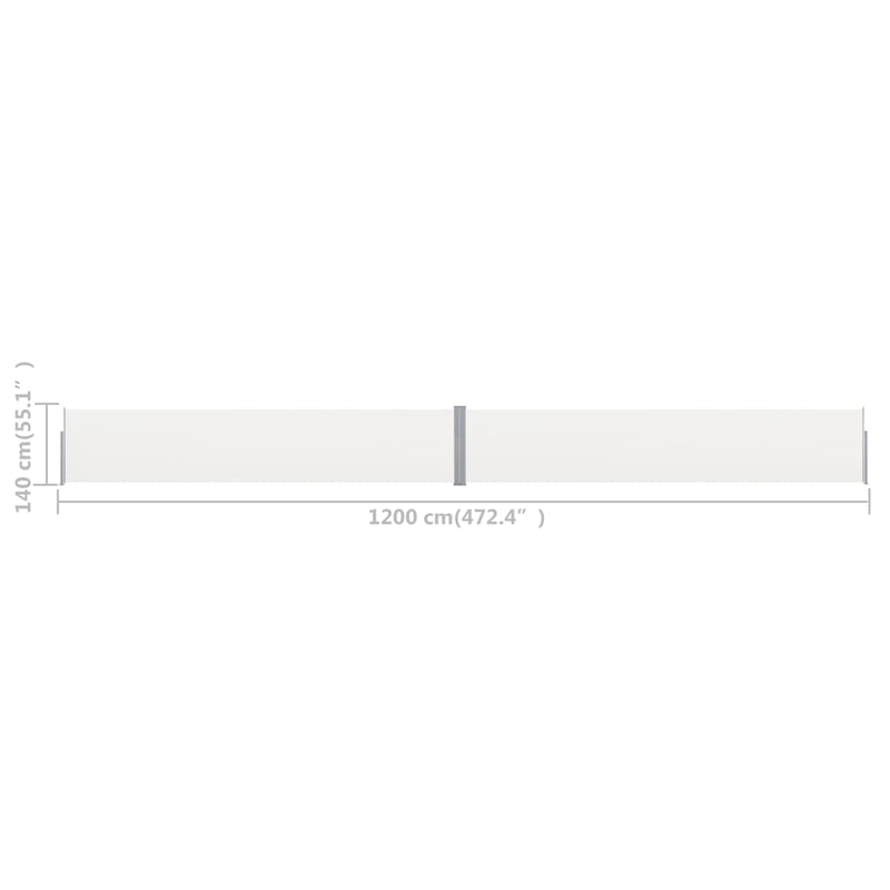 vidaXL Patio Retractable Side Awning 140x1200 cm Cream