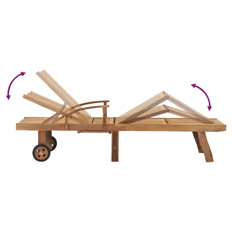 vidaXL Sun Lounger Solid Teak Wood